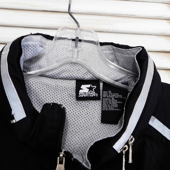 STARTER MENS XL BLACK HIDDEN HOOD FULL ZIP JACKET - Picture 2 of 6